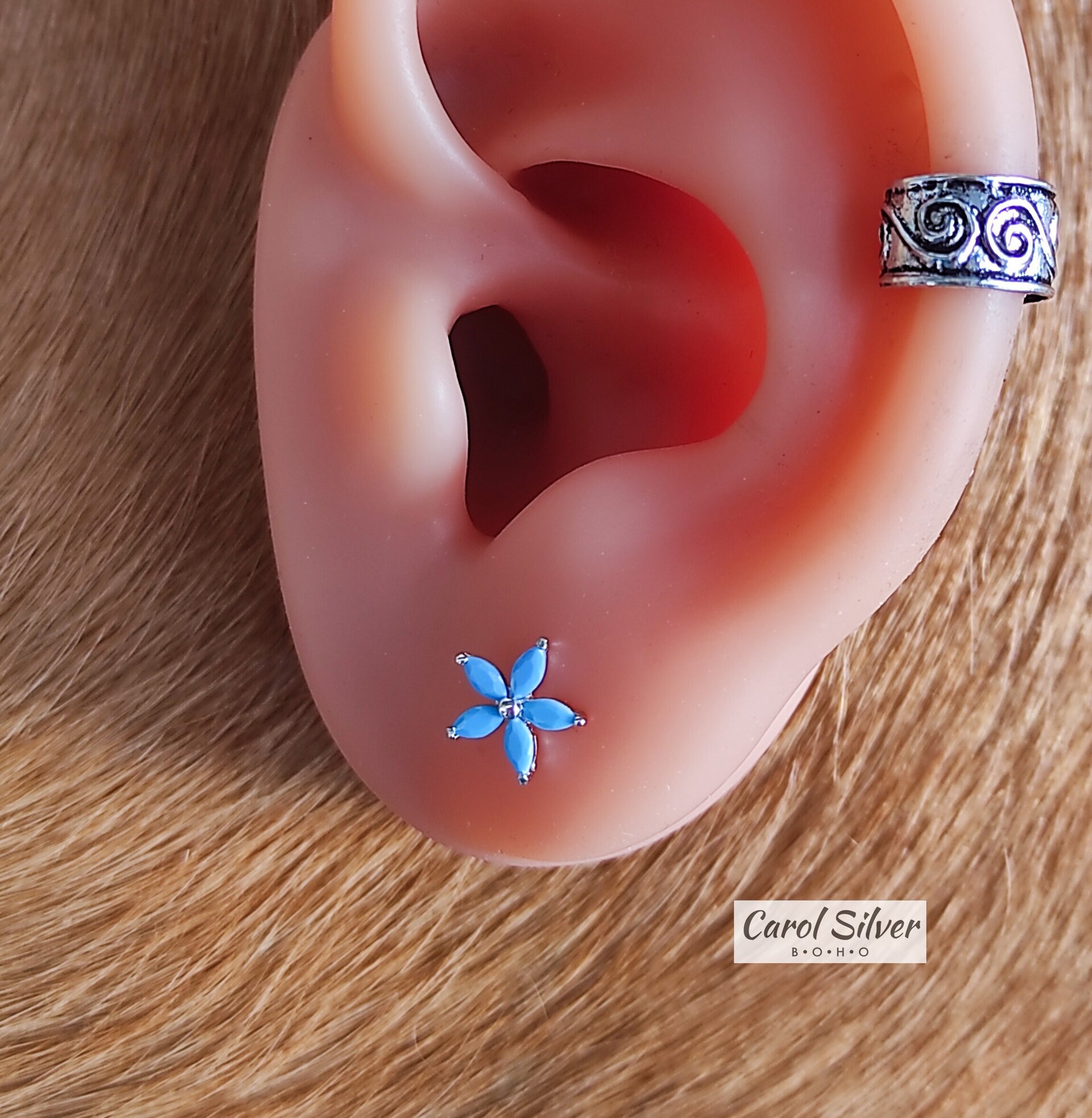 BLUE FLOWER EARRINGS - 3
